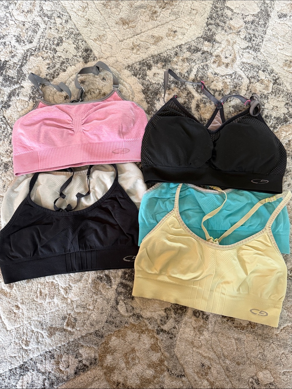 C9 by Champion • Seamless Sports Bra — Pink, Black, Yellow, Teal, Gray